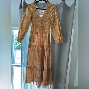 NWT Christy Dawn smocked bodice dress in XS wonderful fall color.